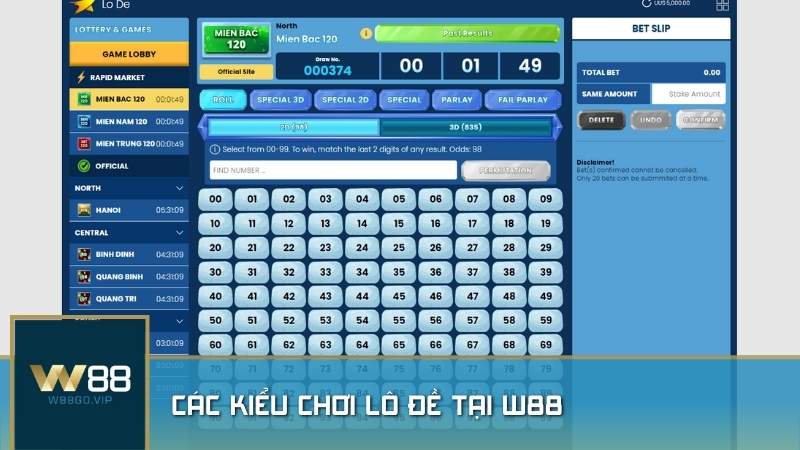 Các kiểu chơi lô đề tại W88