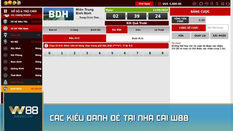 Các kiểu đánh đề tại nhà cái W88